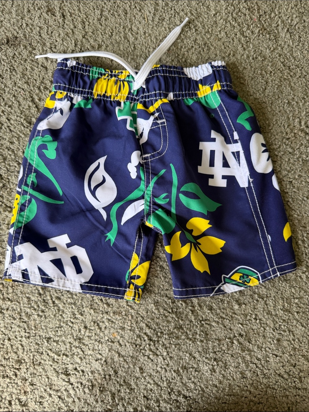Notre Dame Navy Floral Kids Swim Trunks